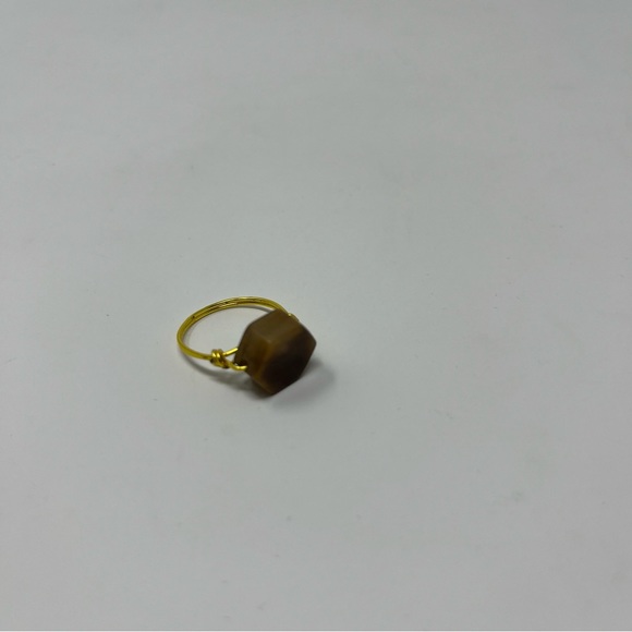 OCTAGON STATEMENT RING BROWN AND GOLD SIZE 7 - Picture 9 of 10